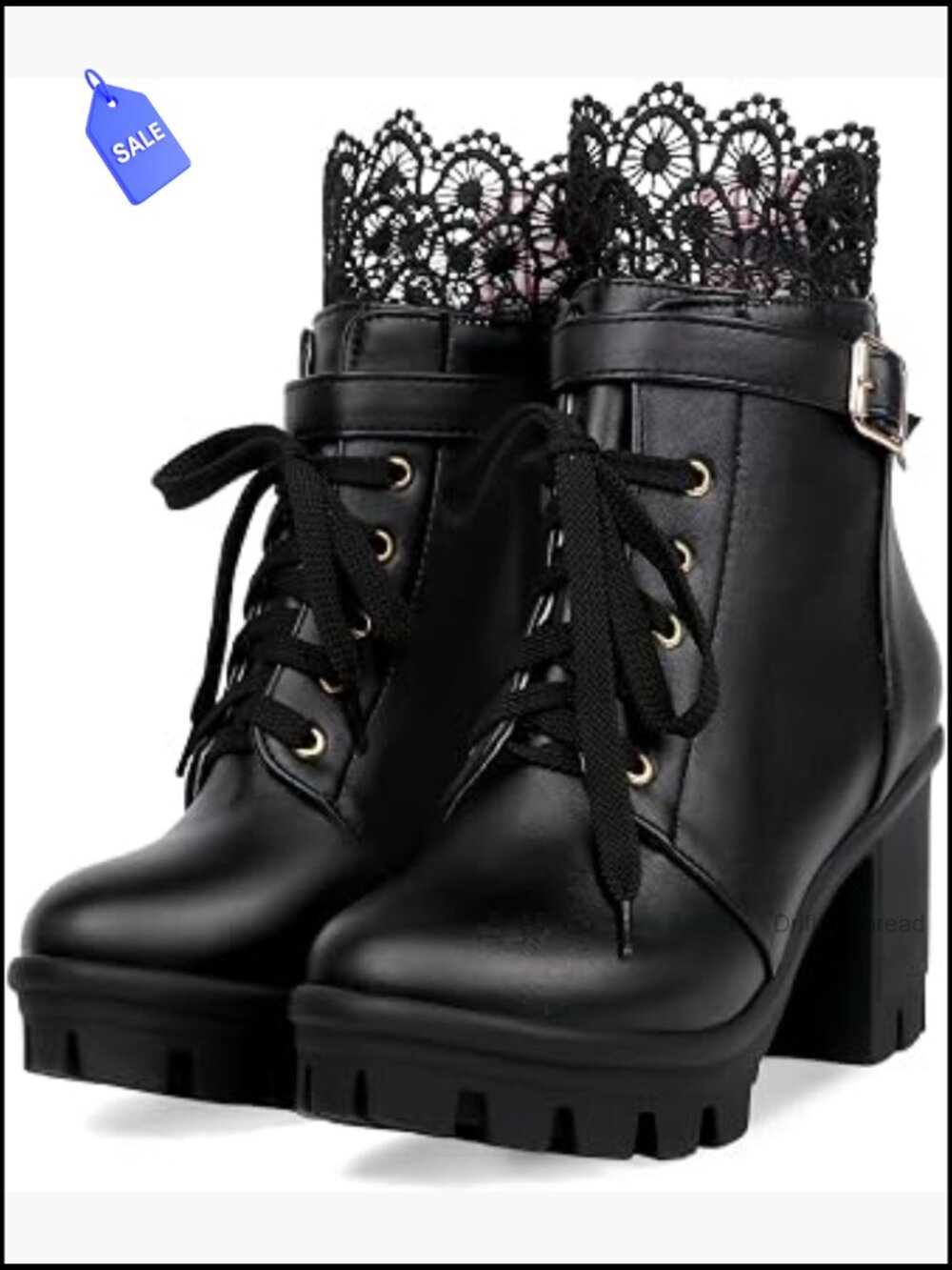 Chunky Block Heel Ankle Booties Lace Up Gothic Punk Platform Boots
